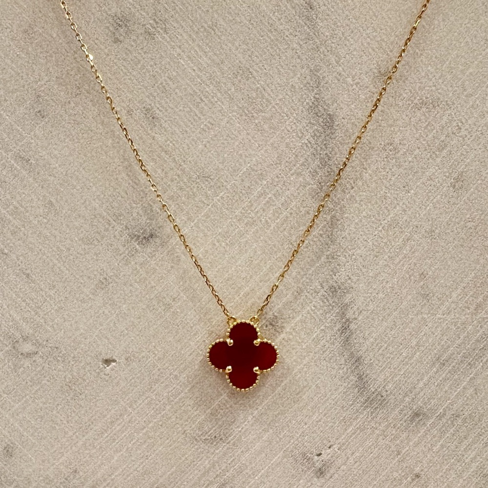 18K Real Gold clover necklace
